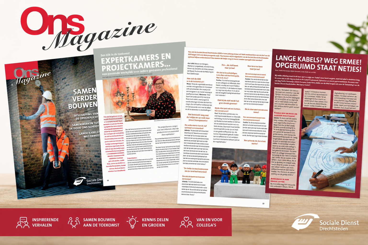 Kleurrijke illustratie met kabels waarbij er in één kabel een knik zit.